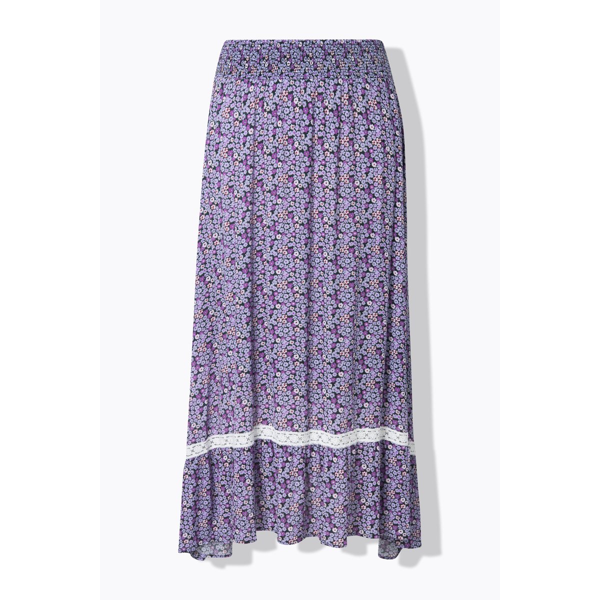 Jupe midi motif floral lavande, ULLA POPKEN