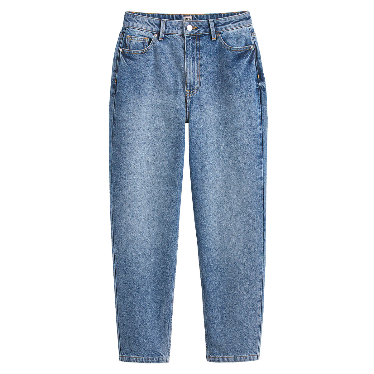 Jean mom en coton bio, Signature PAULINE bleu stone, LA REDOUTE COLLECTIONS