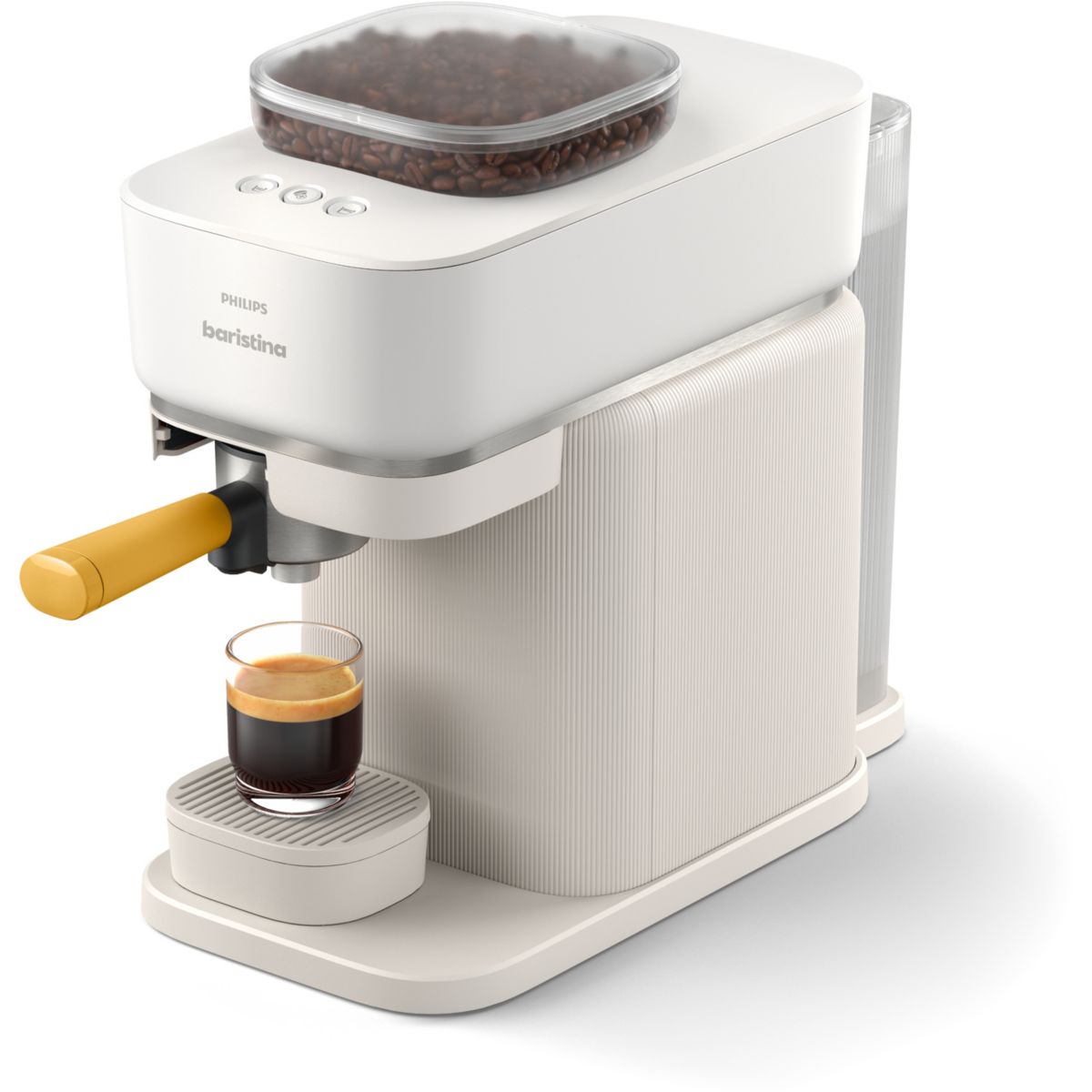 Machine à expresso Baristina BAR300/03 cafetière à grain Blanche + Porte-filtre jaune mangue couleur unique, PHILIPS