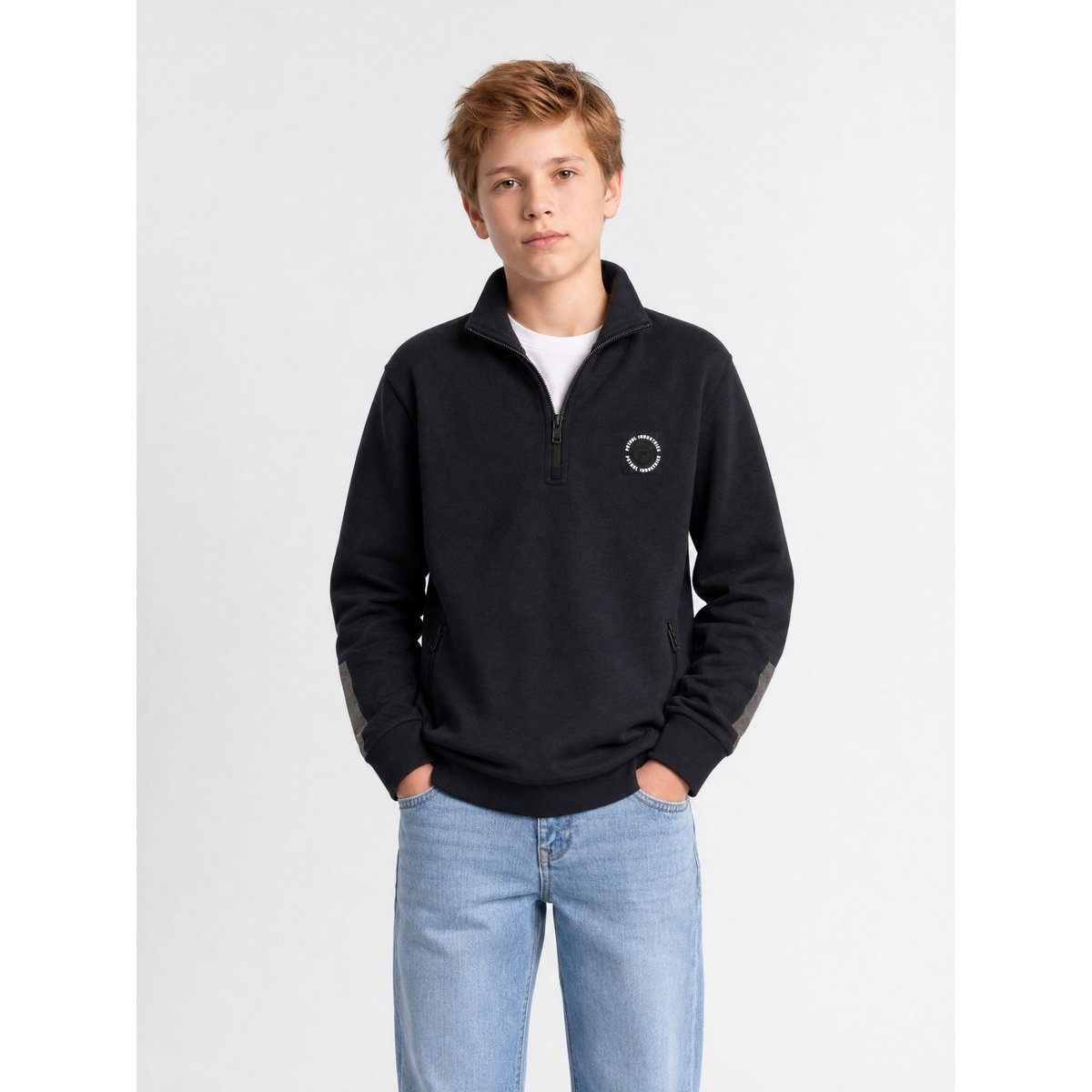 Pull à col zippé millhaven noir deep black, PETROL INDUSTRIES