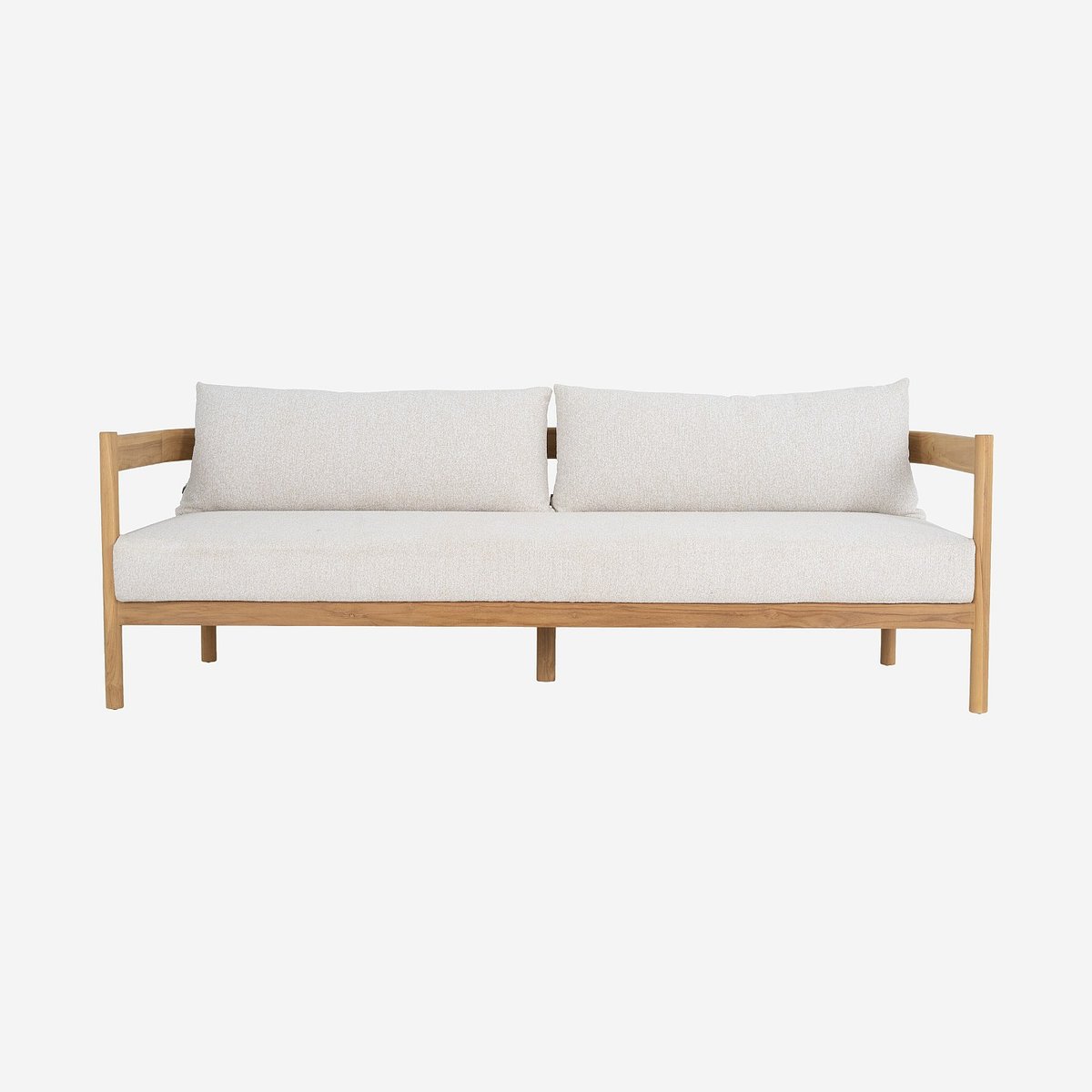Canapé de jardin 3 places en teck massif et tissu imperméable FIGARI blanc cassé, HABITAT