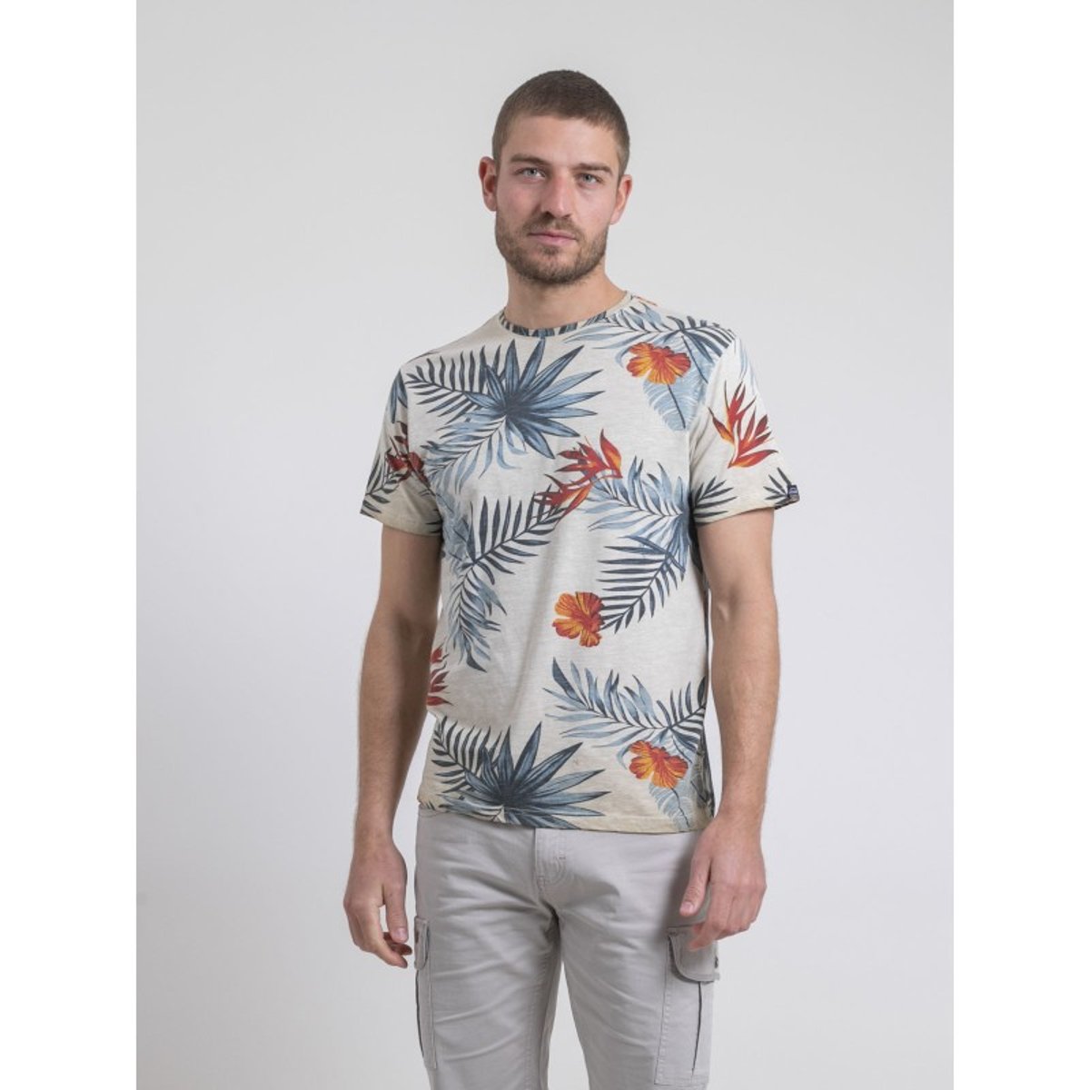 T-shirt Col Rond Pur Coton Nulogan beige, RITCHIE