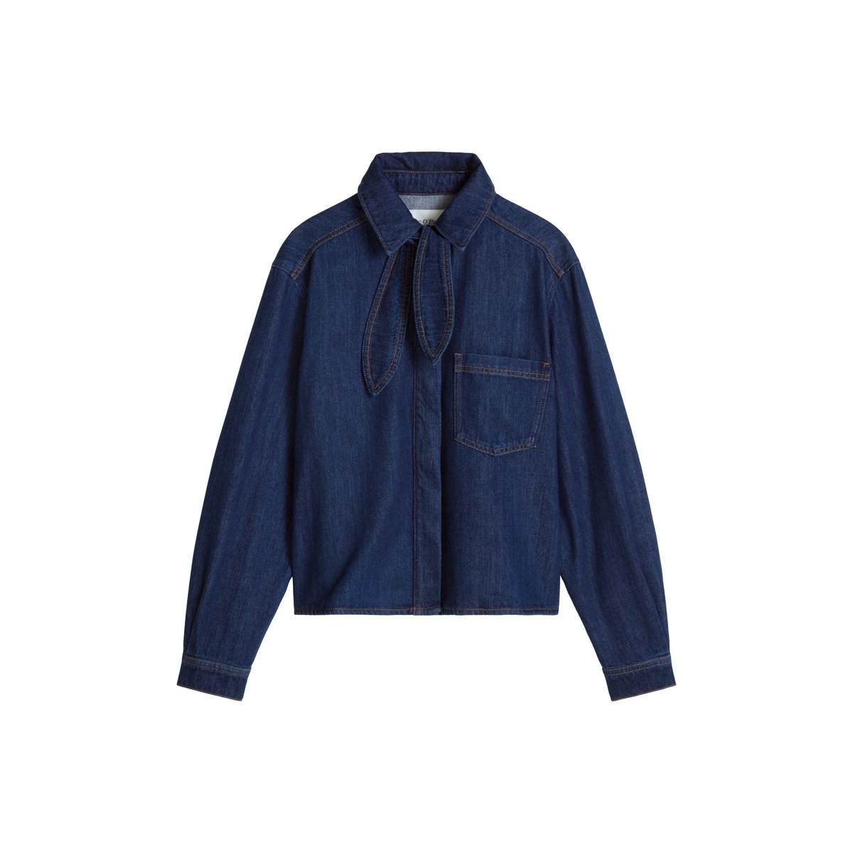 Chemisier en jean court réalisé avec Orange Fiber bleu, MARC O’POLO DENIM
