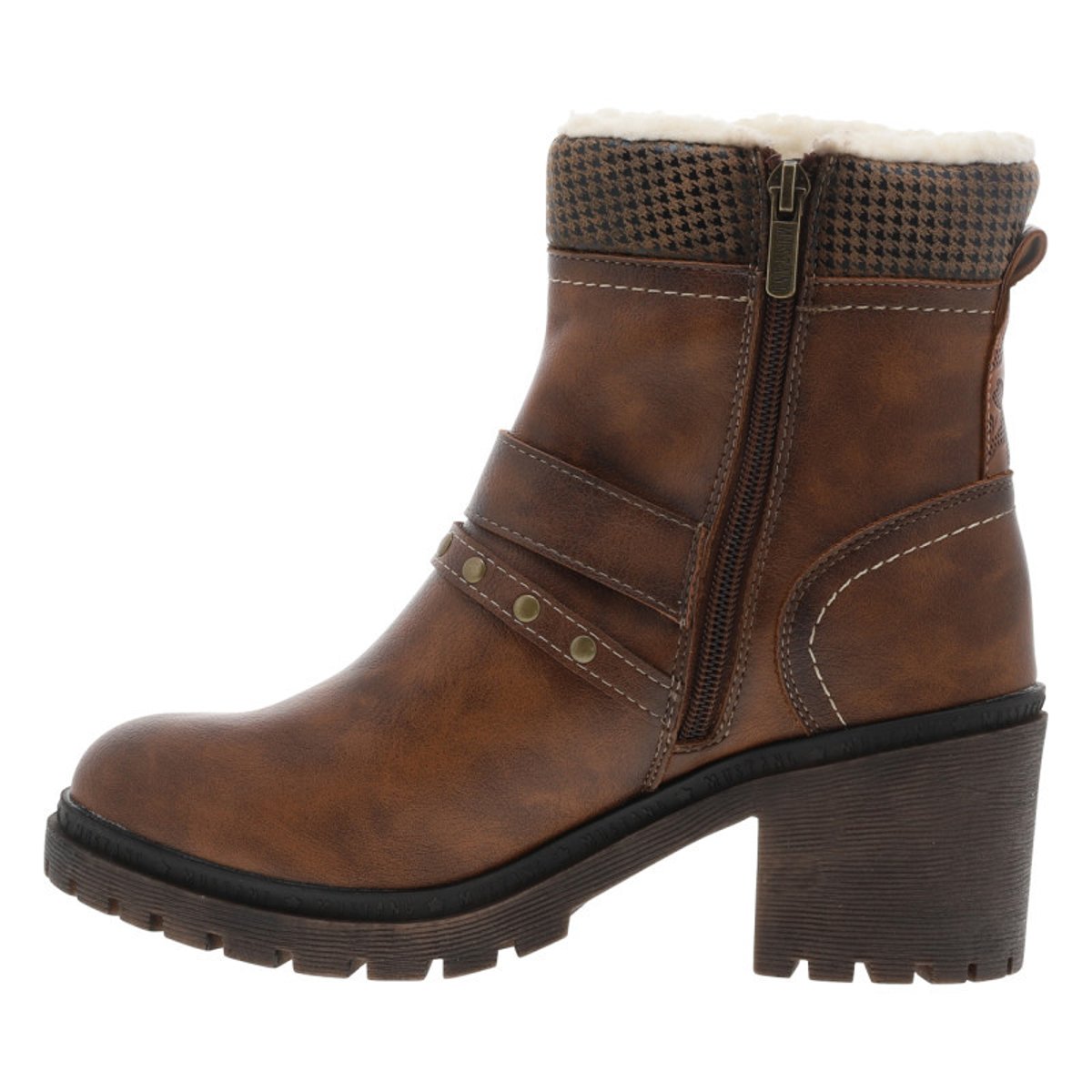 Boots marron à talon décroché moyen avec un zip côté interne marron, MUSTANG