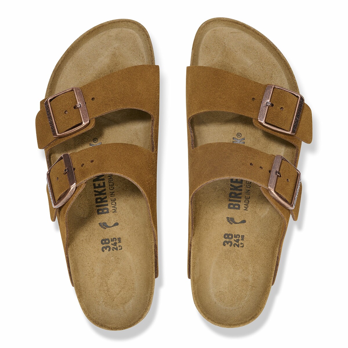 Mules double bride en cuir suédé ARIZONA camel, BIRKENSTOCK