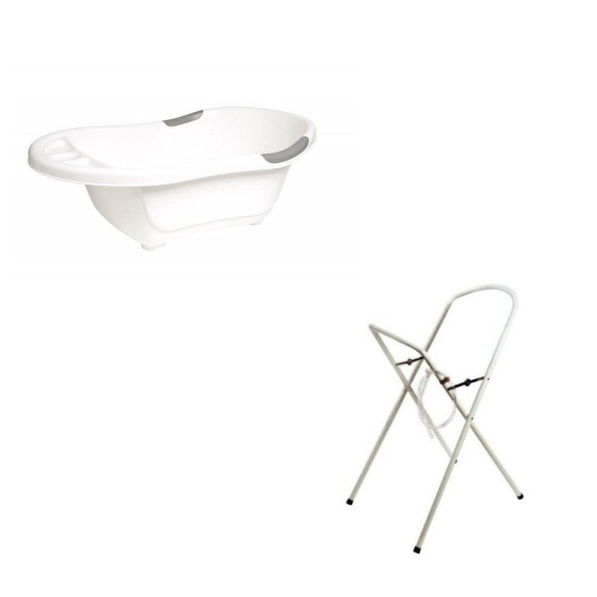 Baignoire bébé blanche avec vidange + support à pied blanc, DBB REMOND