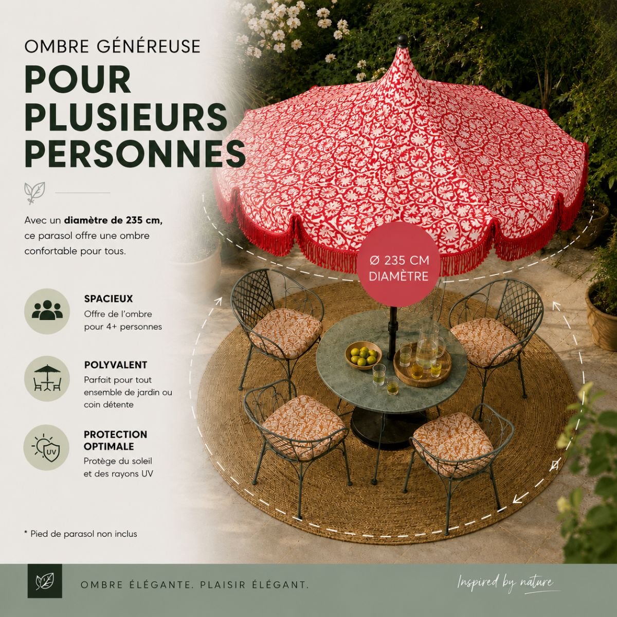 Parasol KELLY rouge, MICA DECORATIONS