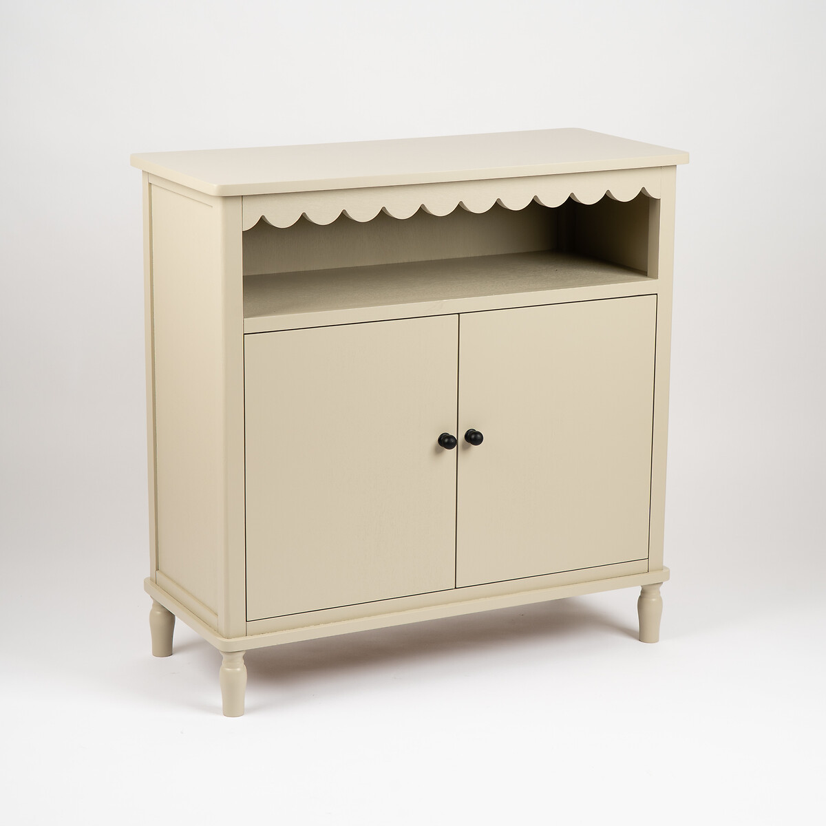 Elms Scalloped Edge 2 Door Cabinet raw linen, SO'HOME