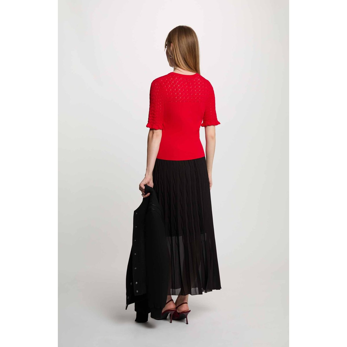 Pull manches courtes rouge, MORGAN