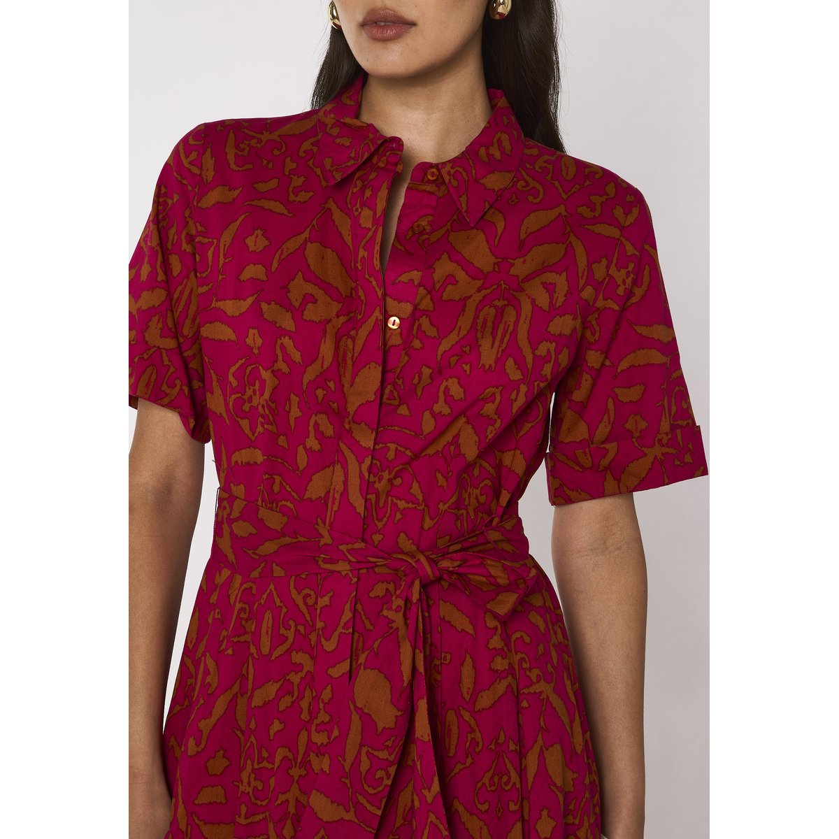 Robe droite imprimée en coton PALMA fuchsia, Maison 123