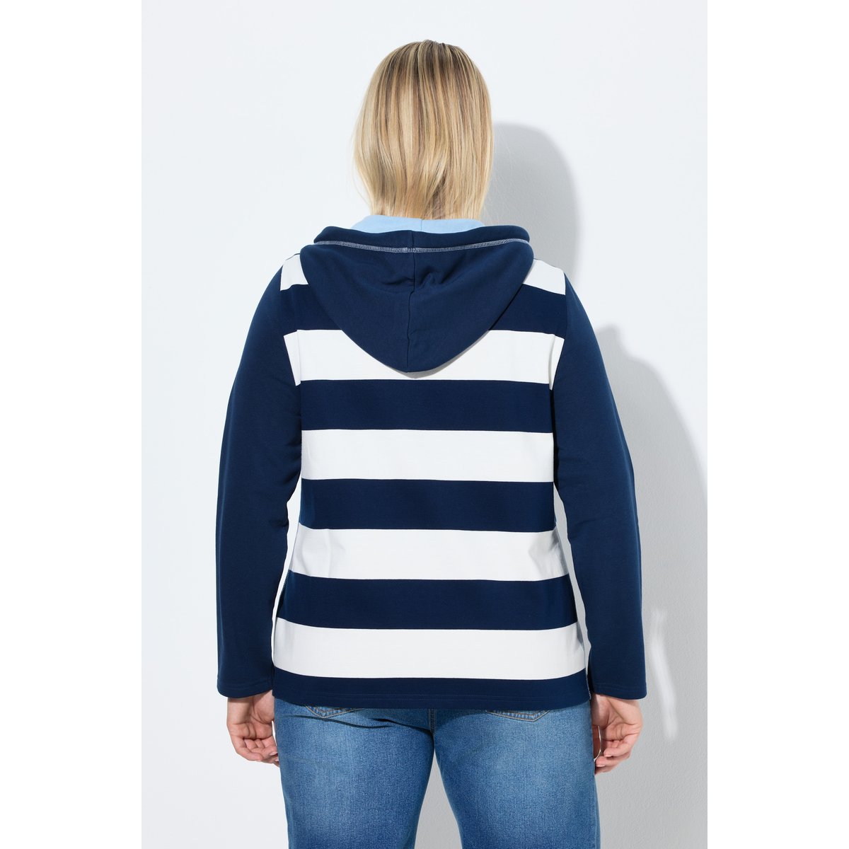 Veste en molleton à rayures bleu encre, ULLA POPKEN
