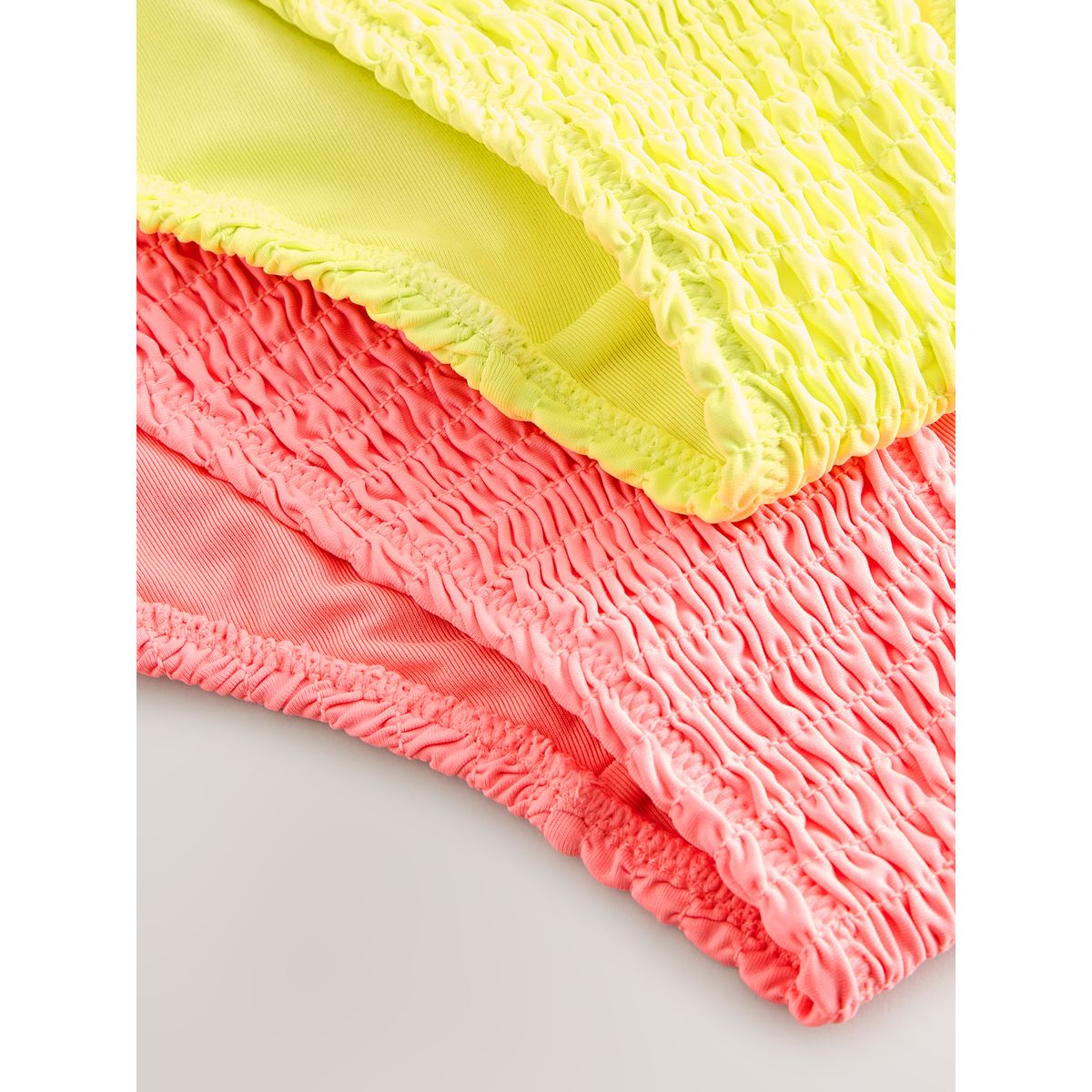 Bas de bikini froncé à nouer, lot 2 corail fluo/vert citron fluo, NEXT