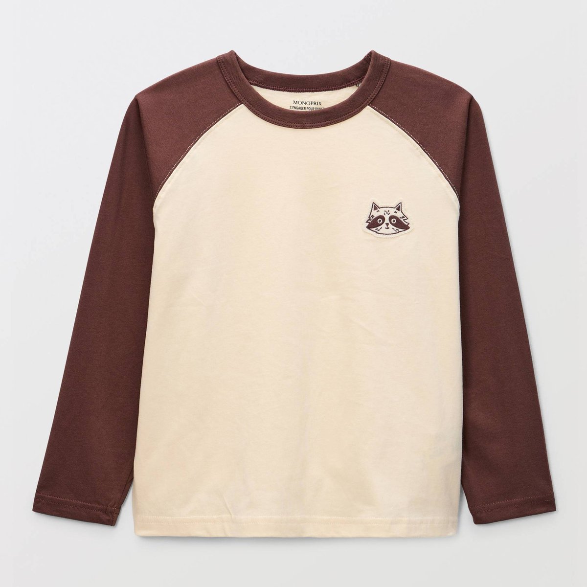 T-shirt manches longues imprimé en coton BIO arbre, MONOPRIX