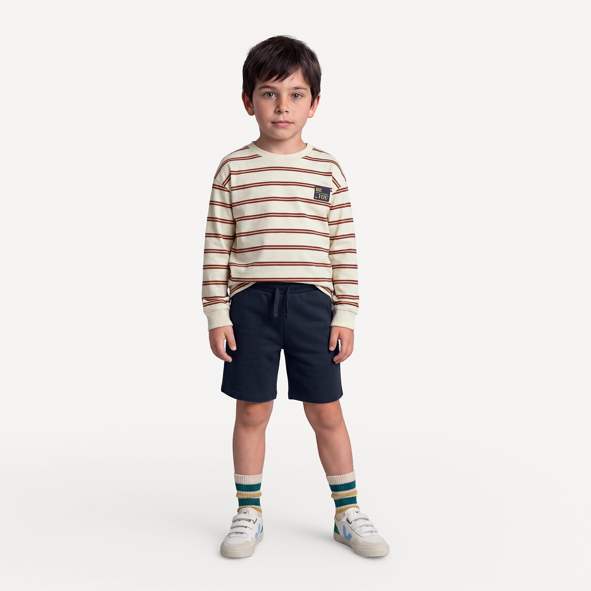 Lot de 3 bermudas en molleton vert/bleu/beige, LA REDOUTE COLLECTIONS