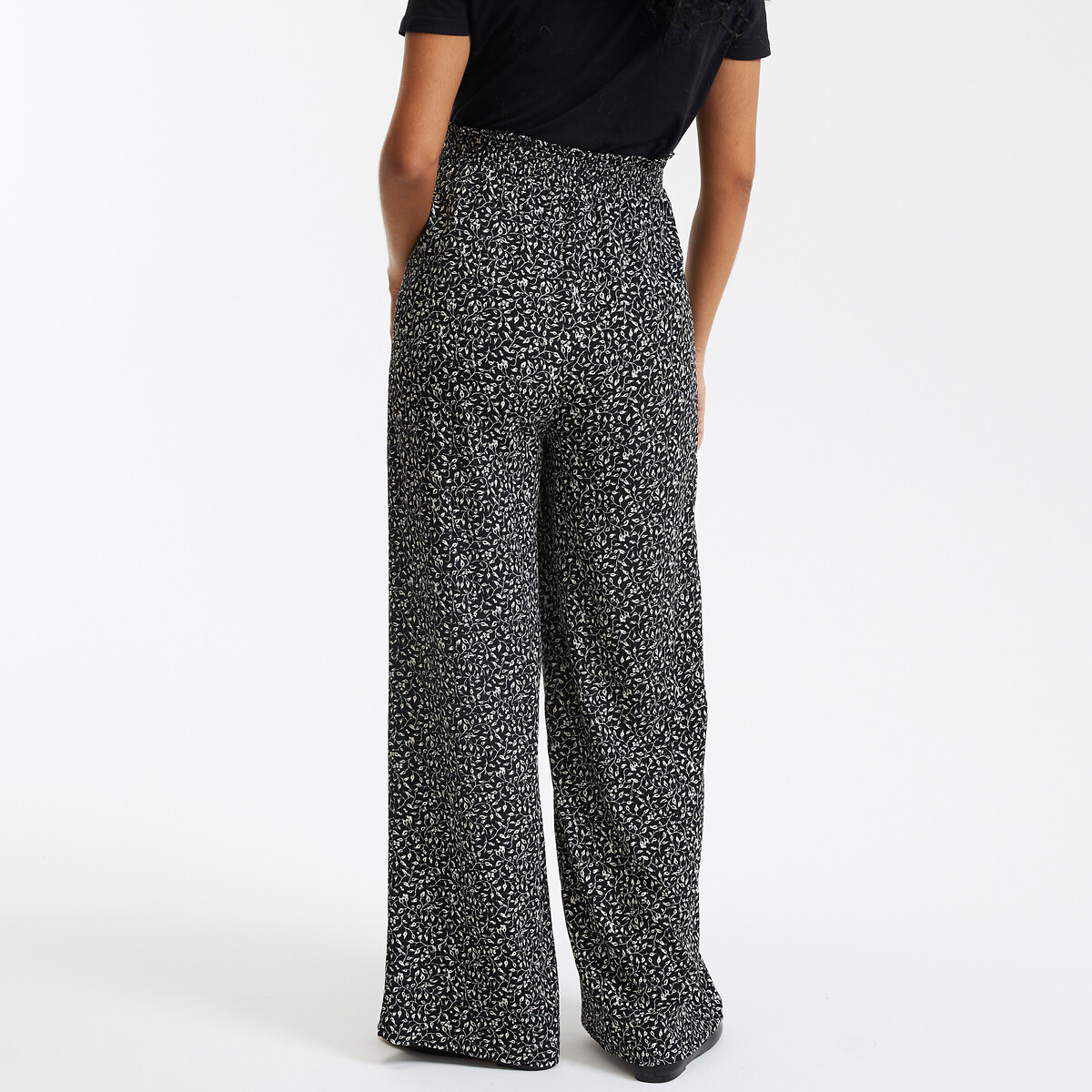Wide Leg Maternity Trousers with High Waist leaf print, LA REDOUTE COLLECTIONS
