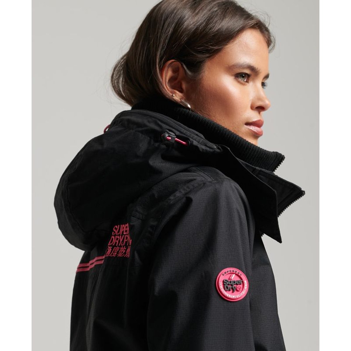 Veste à capuche Pop Zip Arctic SD-Windcheater noir/noir/rose punk, SUPERDRY