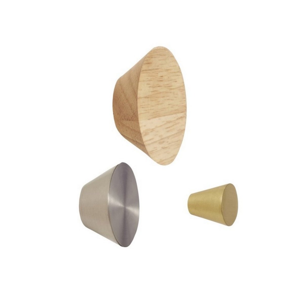 Set de 3 patères design métal bois Cone multicouleur, HUBSCH