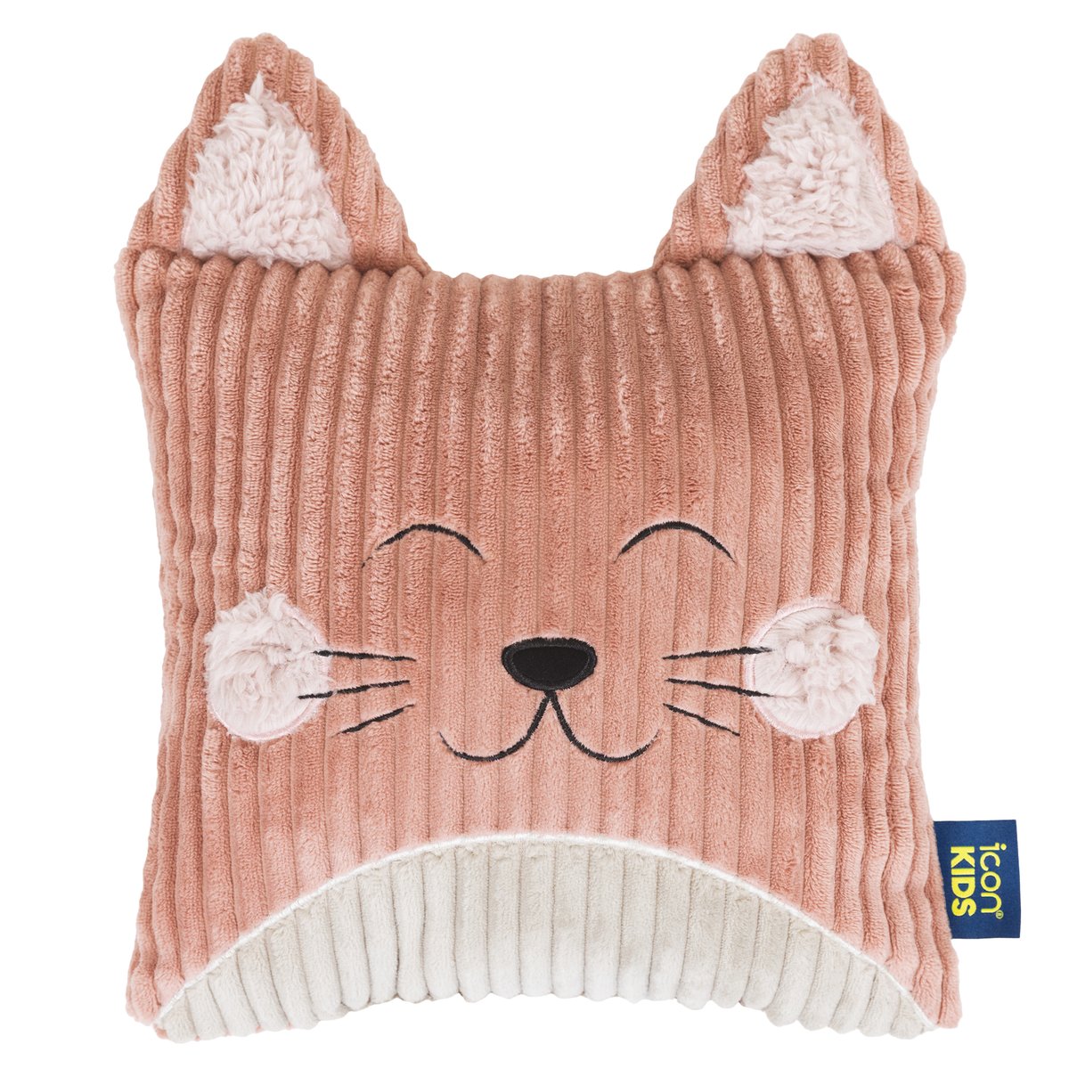 Pouf fauteuil enfant avec coussin animal en velours côtelé Oeko-Tex® - NATALIA rose chat, ICON