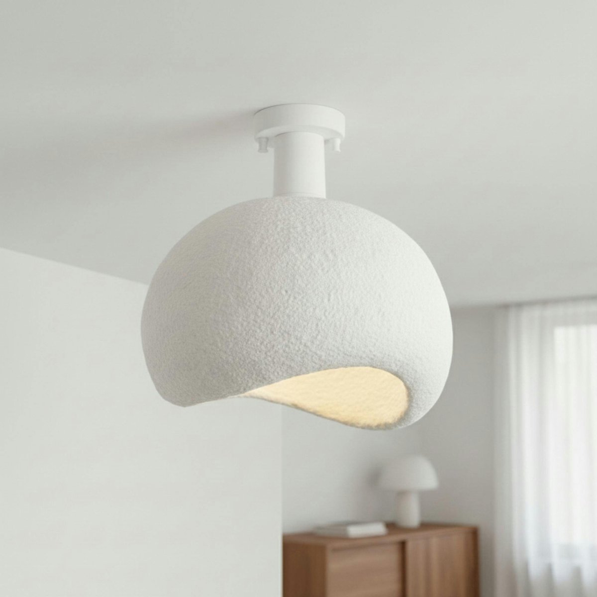 Plafonnier blanc design organique 34 cm NOXIS blanc, PIER IMPORT