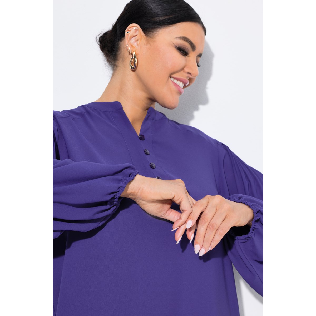 Blouse avec plis fantaisie lys, ULLA POPKEN