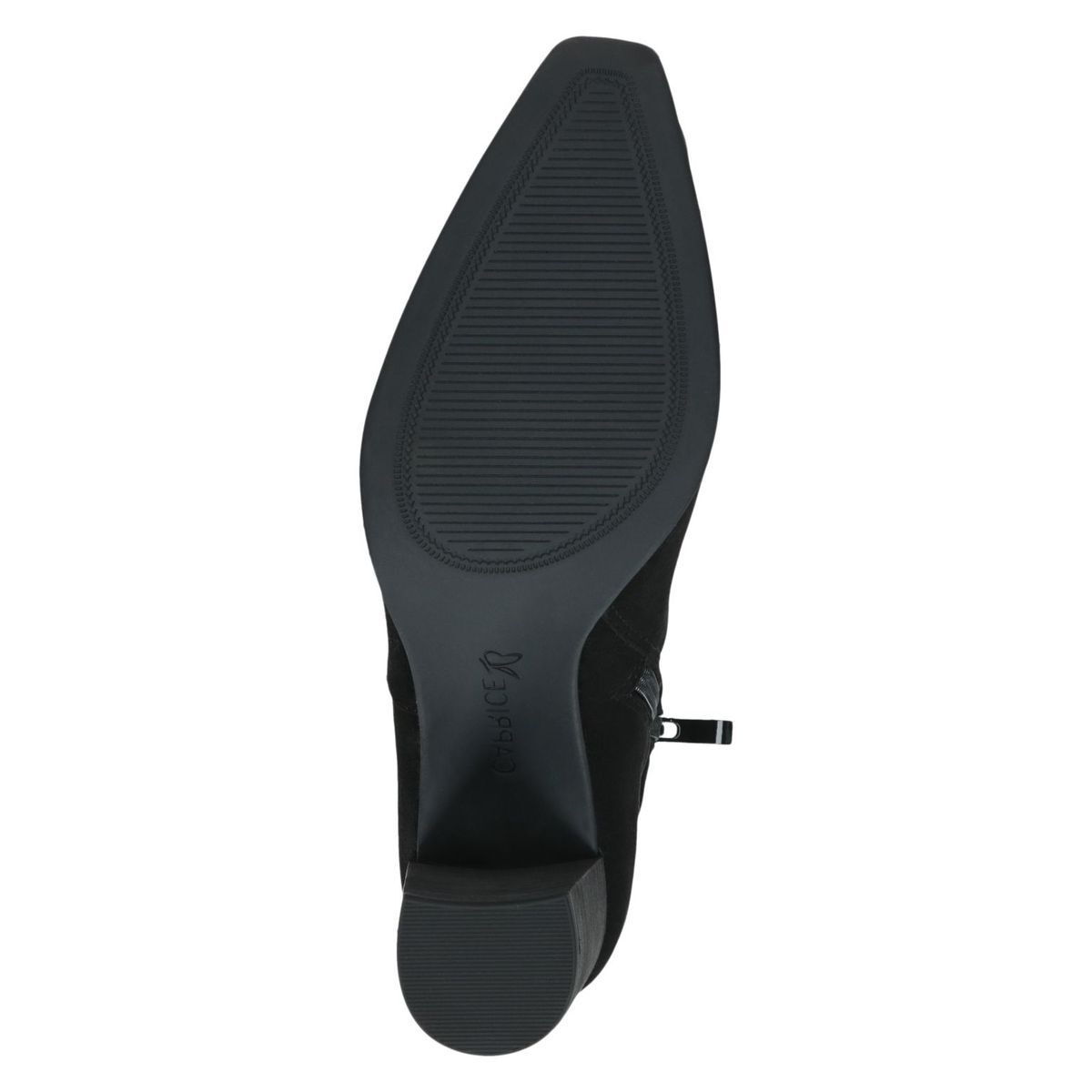Bottine talon bloc noir cuir beige, CAPRICE