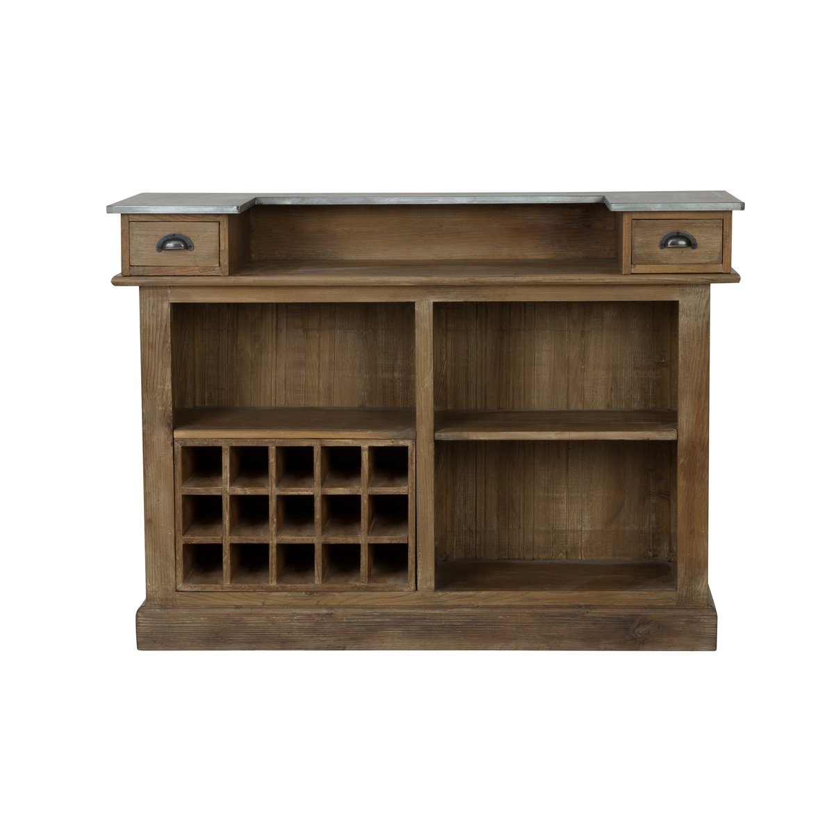 Meuble de bar en bois de cèdre recyclé et métal - SPRITZ bois foncé, MAISON PAVANE