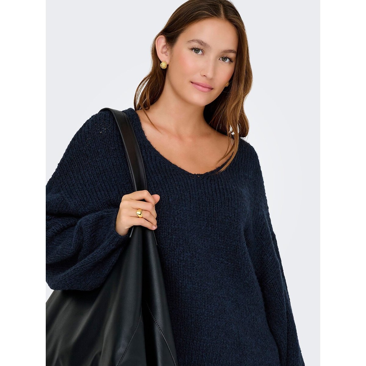Camisola de gola redonda marinho, JDY