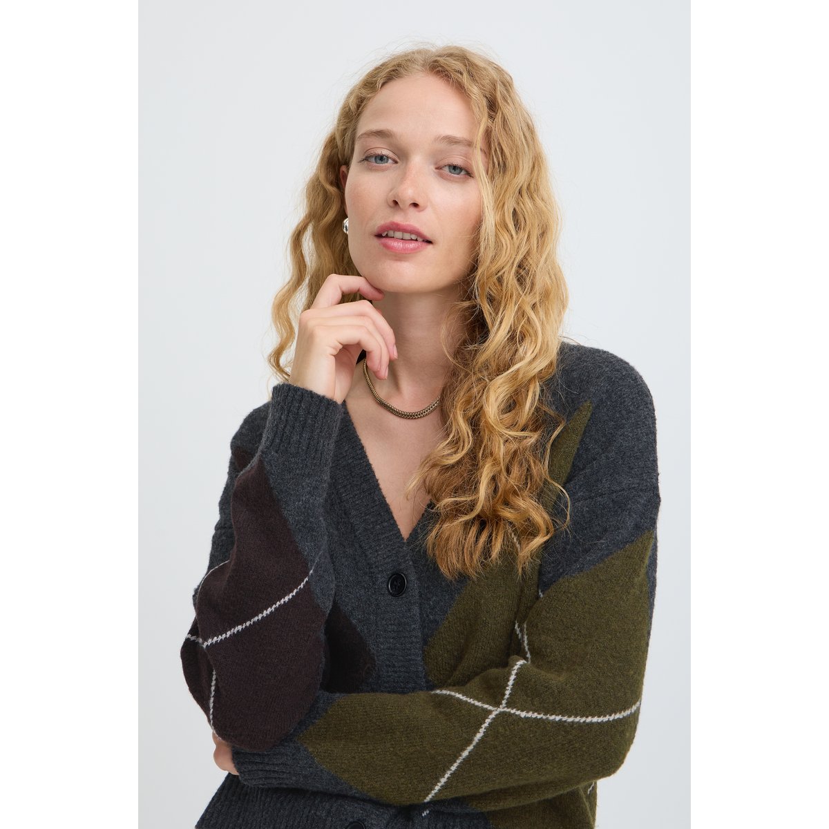 Á manches longues gris dark grey mel. argyle, B.YOUNG