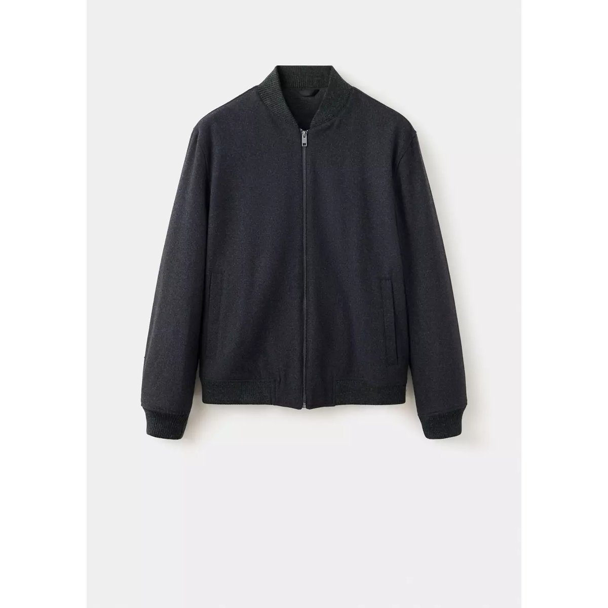 Veste bomber en laine mélangée gris anthracite, MANGO MAN