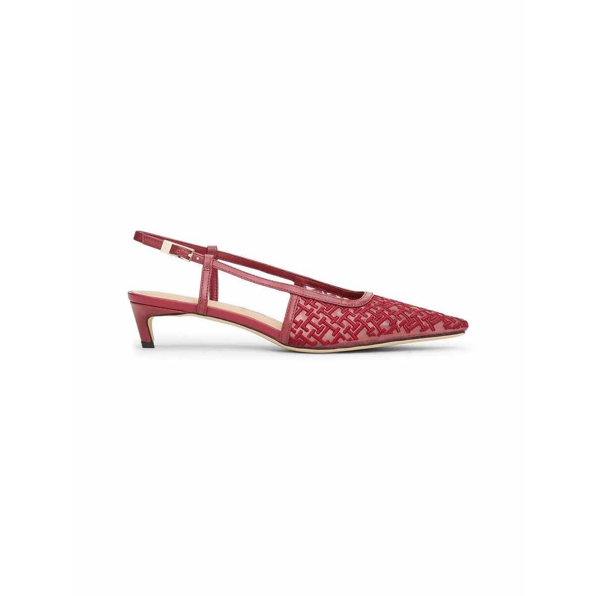 Escarpins slingback en cuir rouge bordeaux, TOMMY JEANS