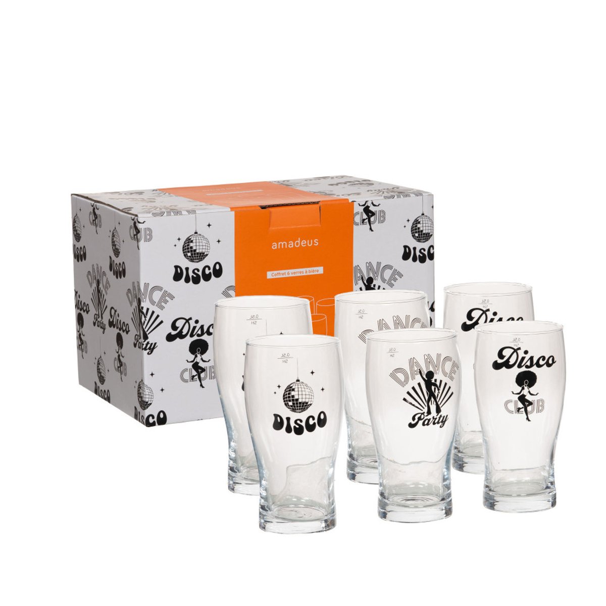 Coffret 6 verres à bière Disco - DISCO transparent / cristal, AMADEUS