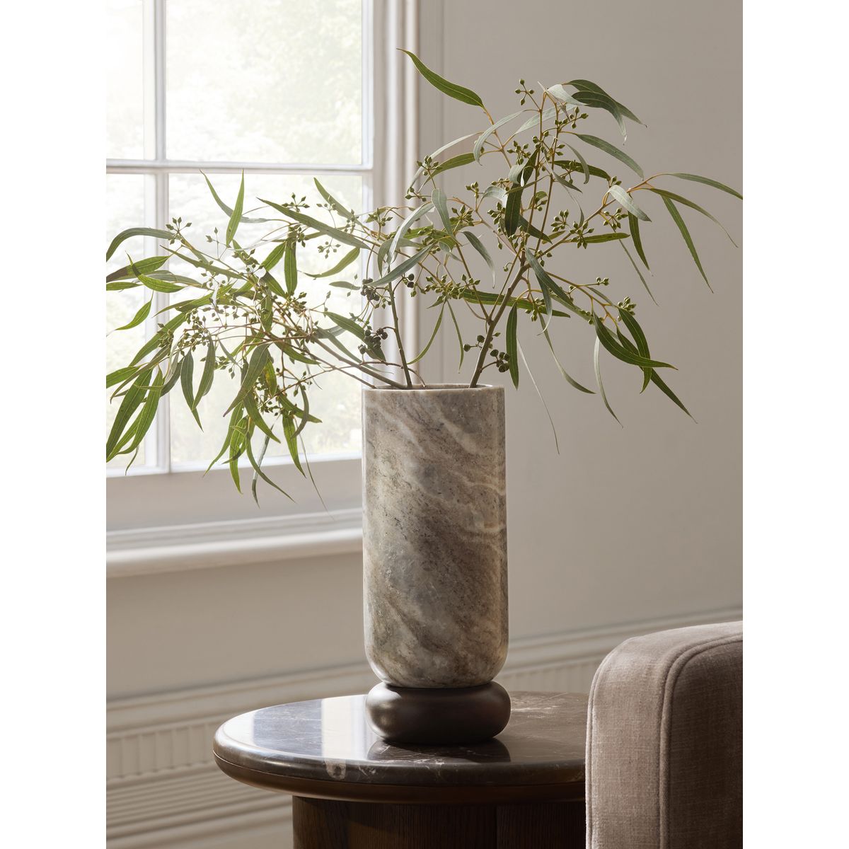 Vase en bois de manguier et marbre n. premium naturel, NEXT