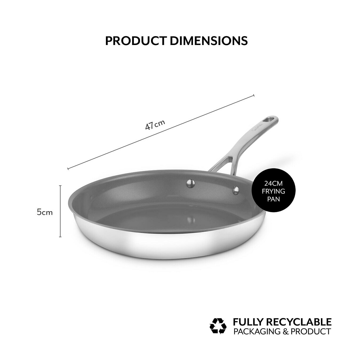 24cm SLT Core Tri-ply Frying Pan silver-coloured, SUR LA TABLE