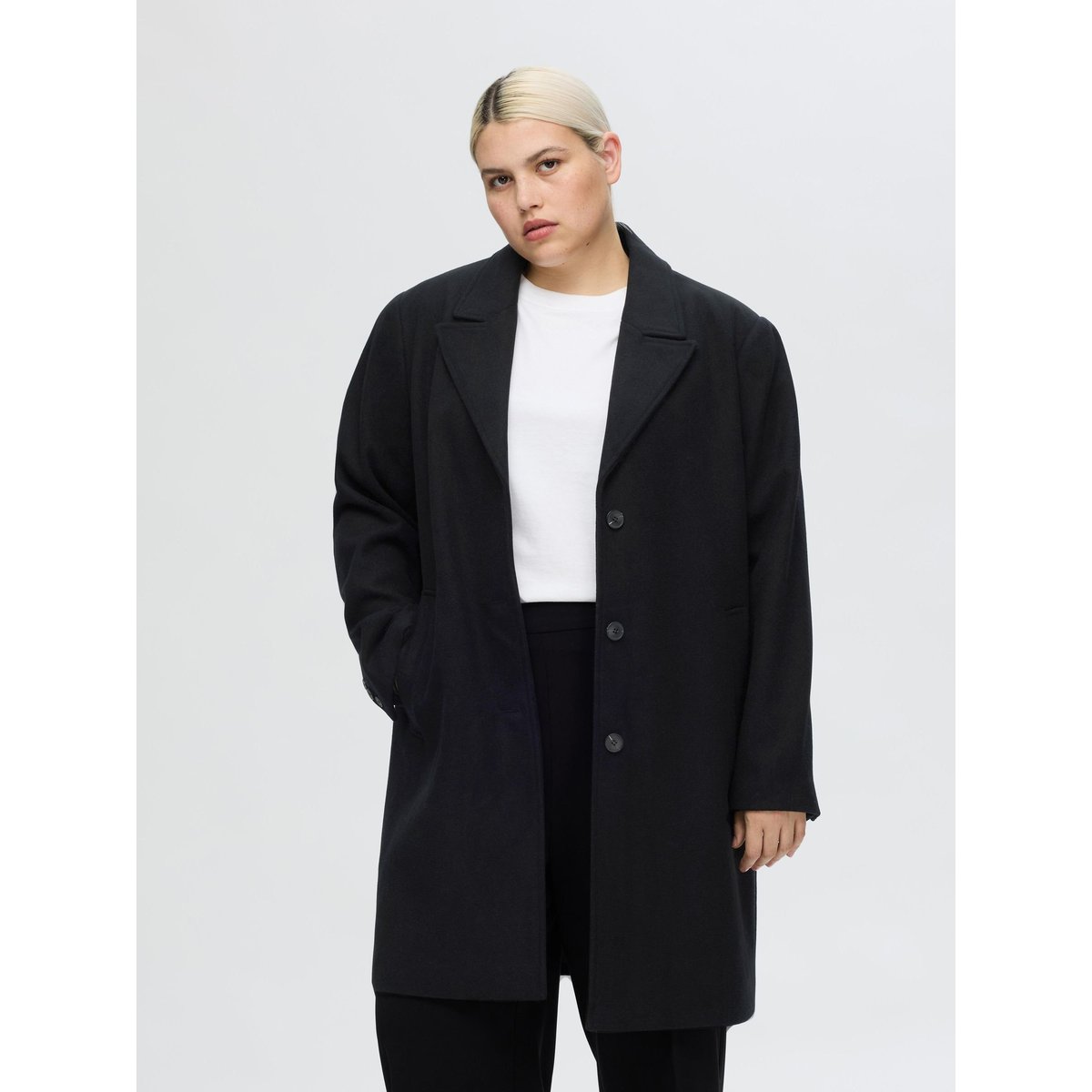 Manteau noir - black, SELECTED