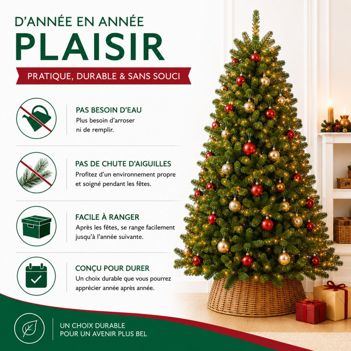 Sapin de Noël artificiel H155 cm TUSCAN vert, TRIUMPH TREE