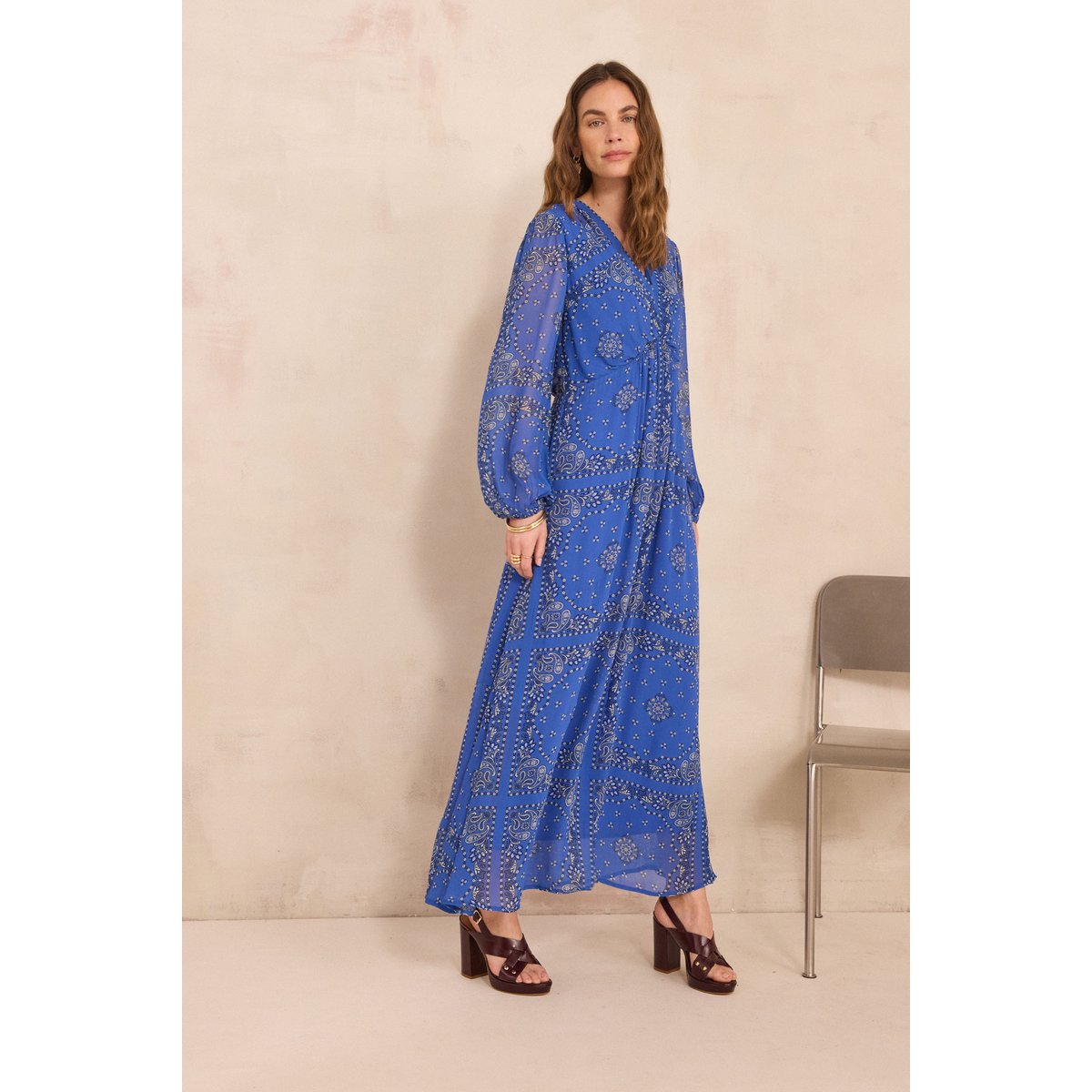 Robe à imprimé cachemire BLANDINE lavande, Maison 123