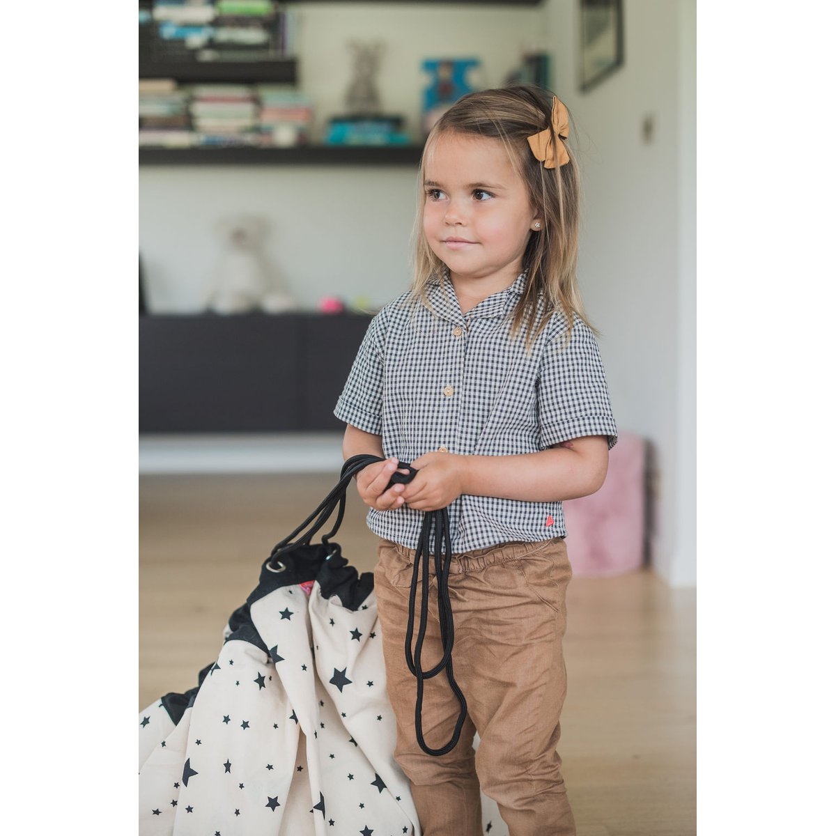 play&go - tapis de jeu & sac à jouets - worldmap/stars ecru/noir, PLAY ET GO