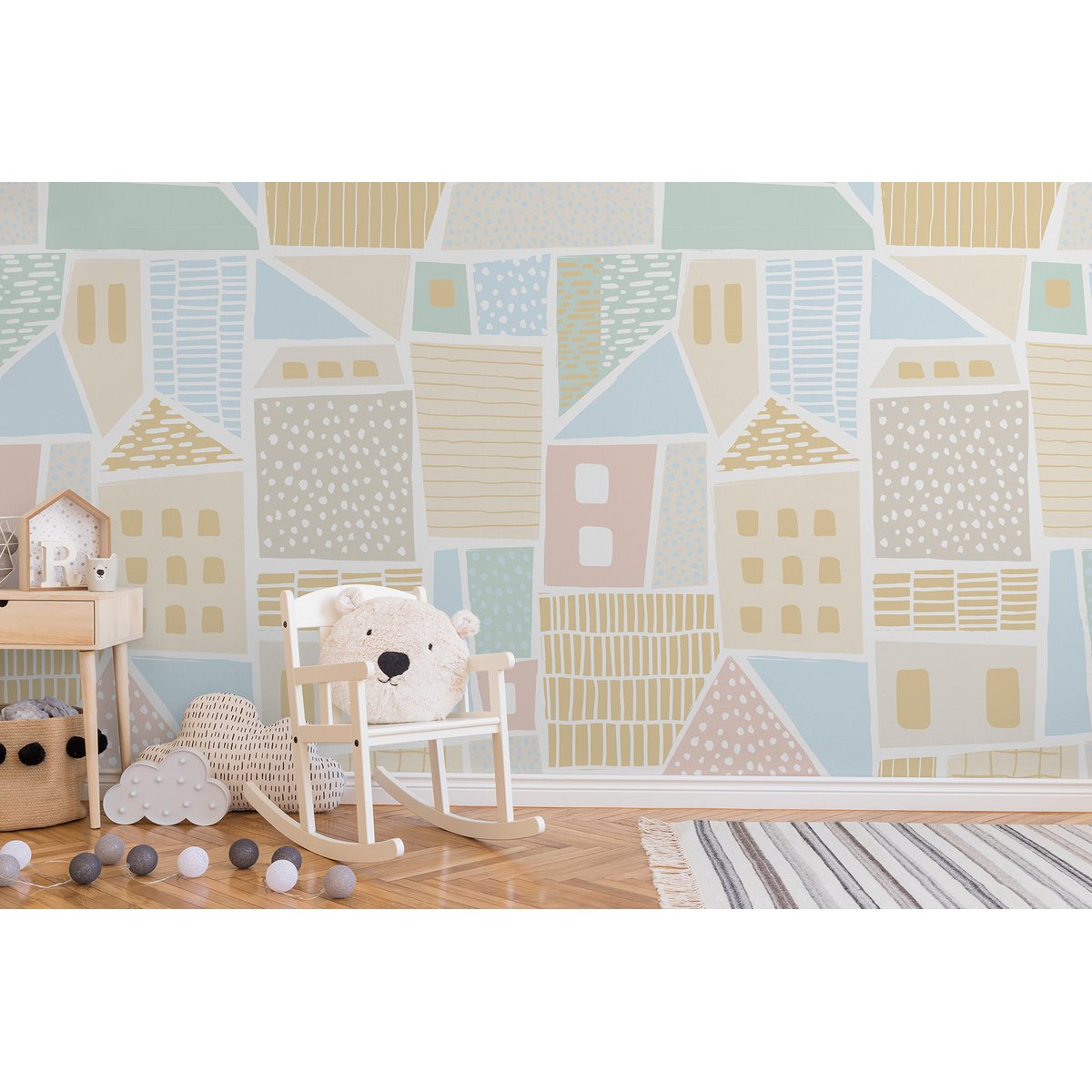 Papier peint panoramique CABANITA PASTEL multicolore, LE PAPIERS DE NINON