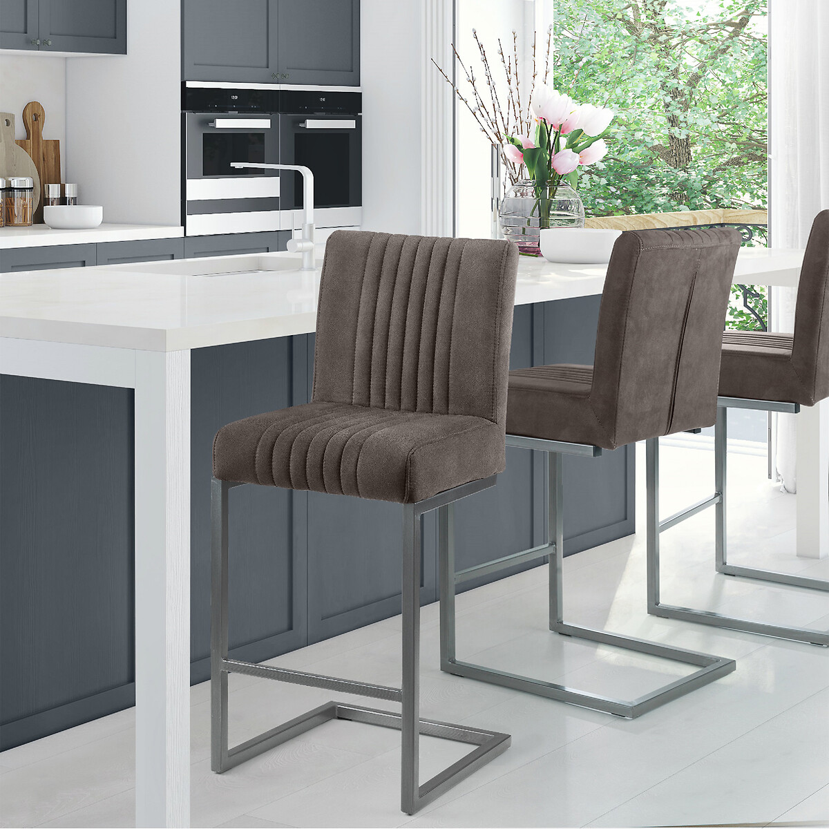 Houston Suede Barstools (Set of 2) grey, SO'HOME