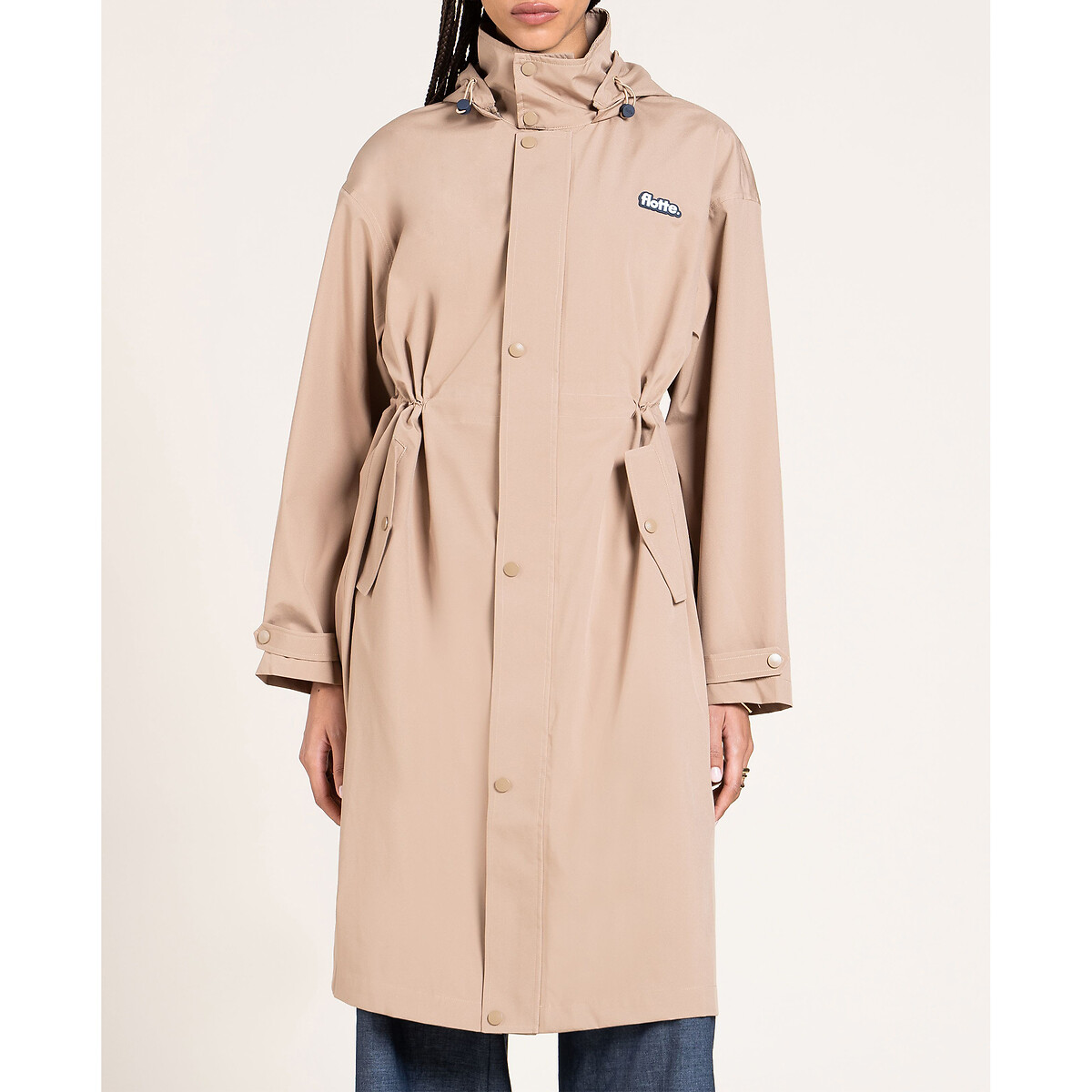 Imperméable long à capuche, SOLFERINO beige, FLOTTE
