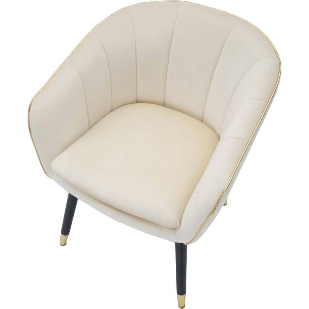 Fauteuil coquille rembourré esprit glamour GLAM crème et or, RECOLLECTION