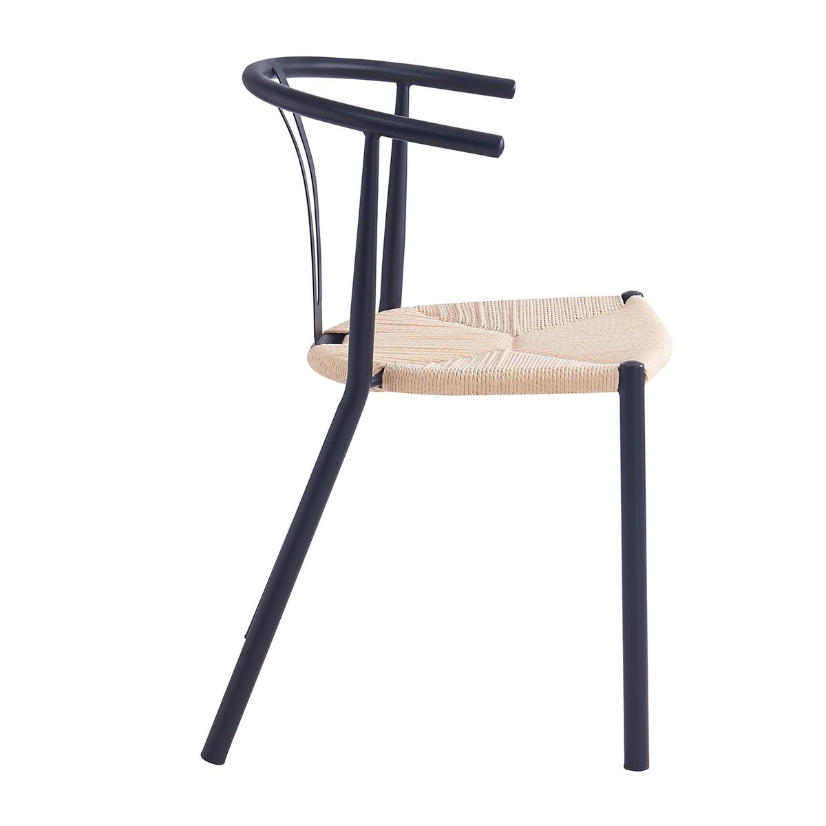 Lot de 2 chaises, métal et corde, SUKI noir, NORDLYS