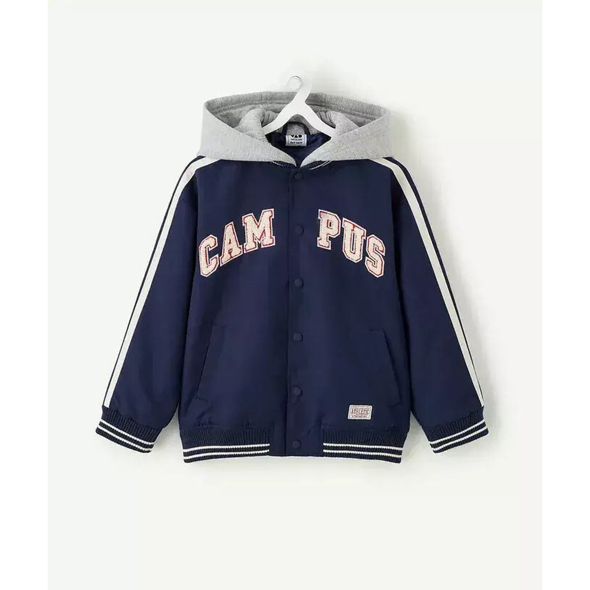 Giacca stile Teddy con cappuccio blu marino, TAPE A L'OEIL