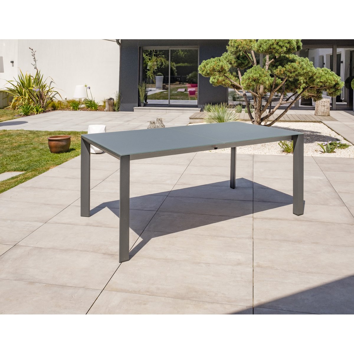 Ensemble repas de jardin 8 places en aluminium HONFLEUR gris anthracite, PARIS GARDEN