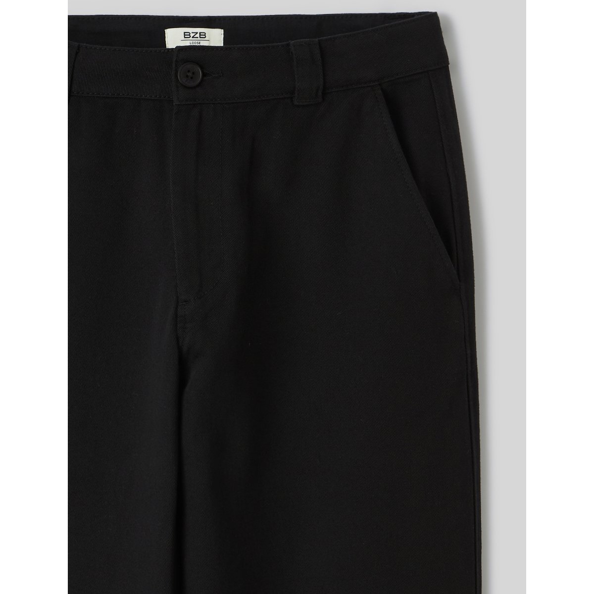 Pantalon chino twill large noir, BZB