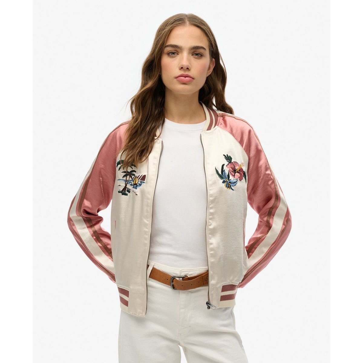 Bomber brodé Suikajan riz blanc, SUPERDRY