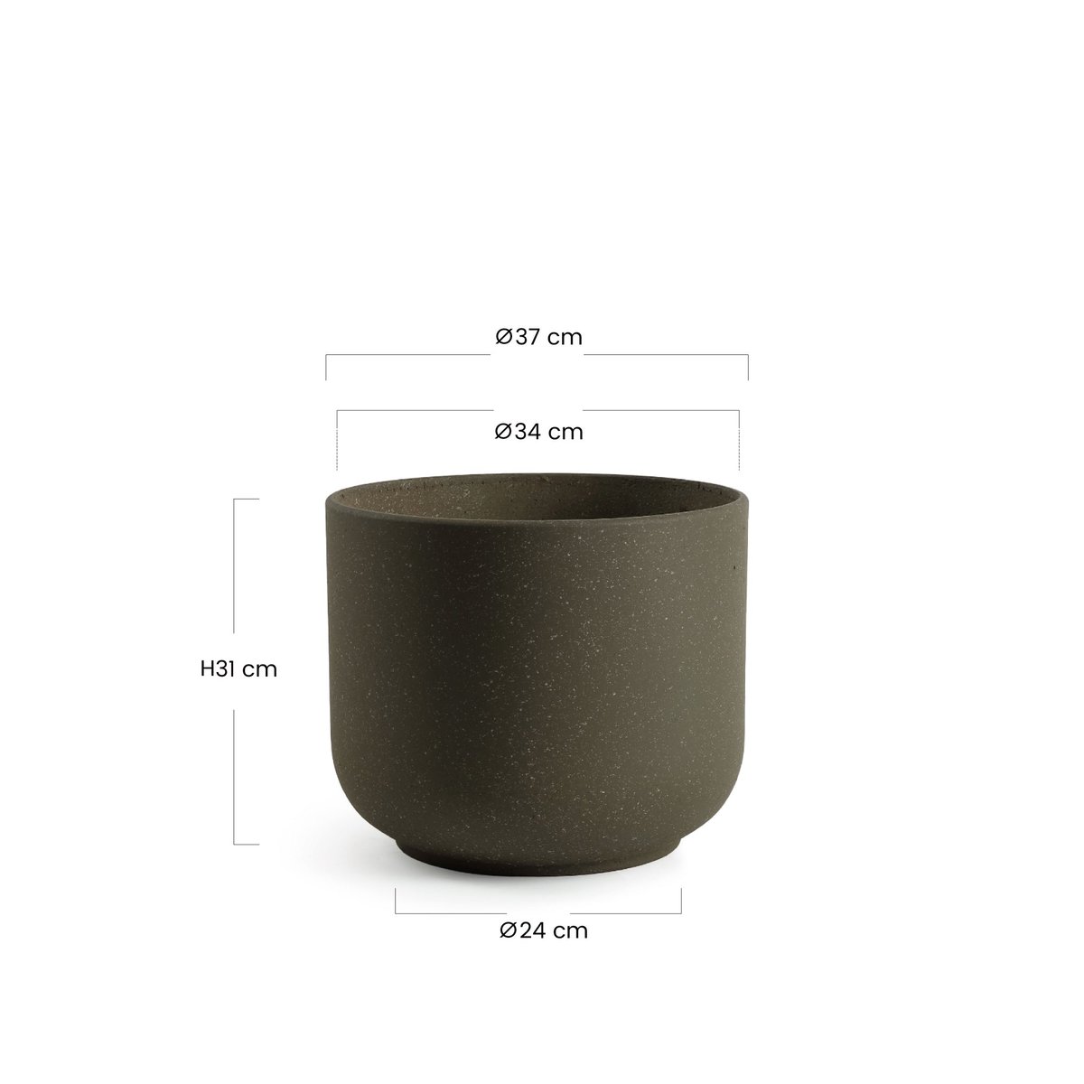 Cache-pot décoratif en ciment H31 TERRA marron granito, SIA DECO