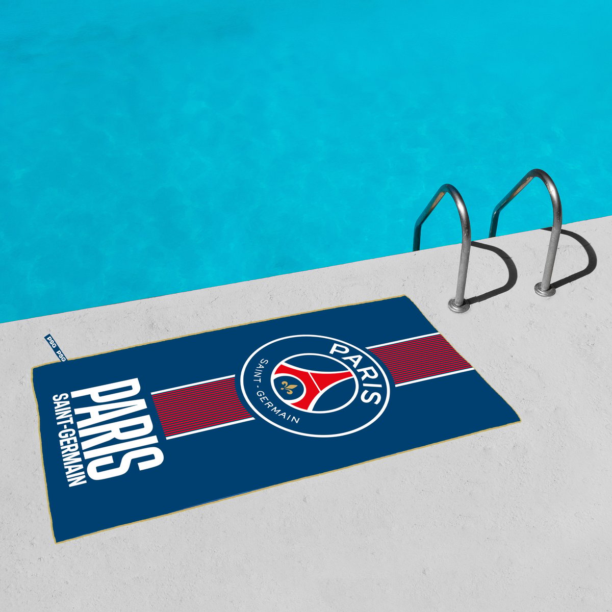 Serviette de bain imprimée microfibre, Paris Saint Germain PRINCE bleu, PSG