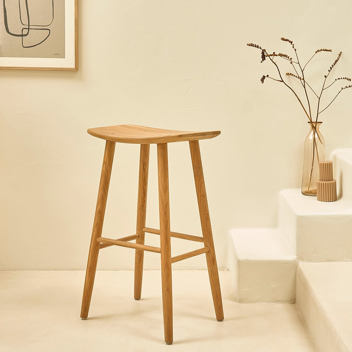 Tabouret de bar en teck massif  AMBRE naturel, BERAH GETAH