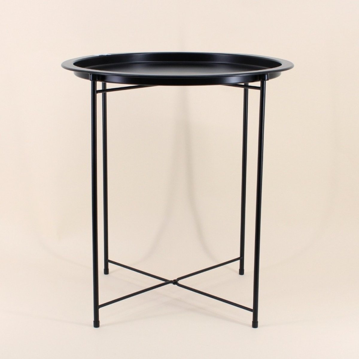 Bout de canapé rond en métal noir 47x50cm noir, ORNAMI
